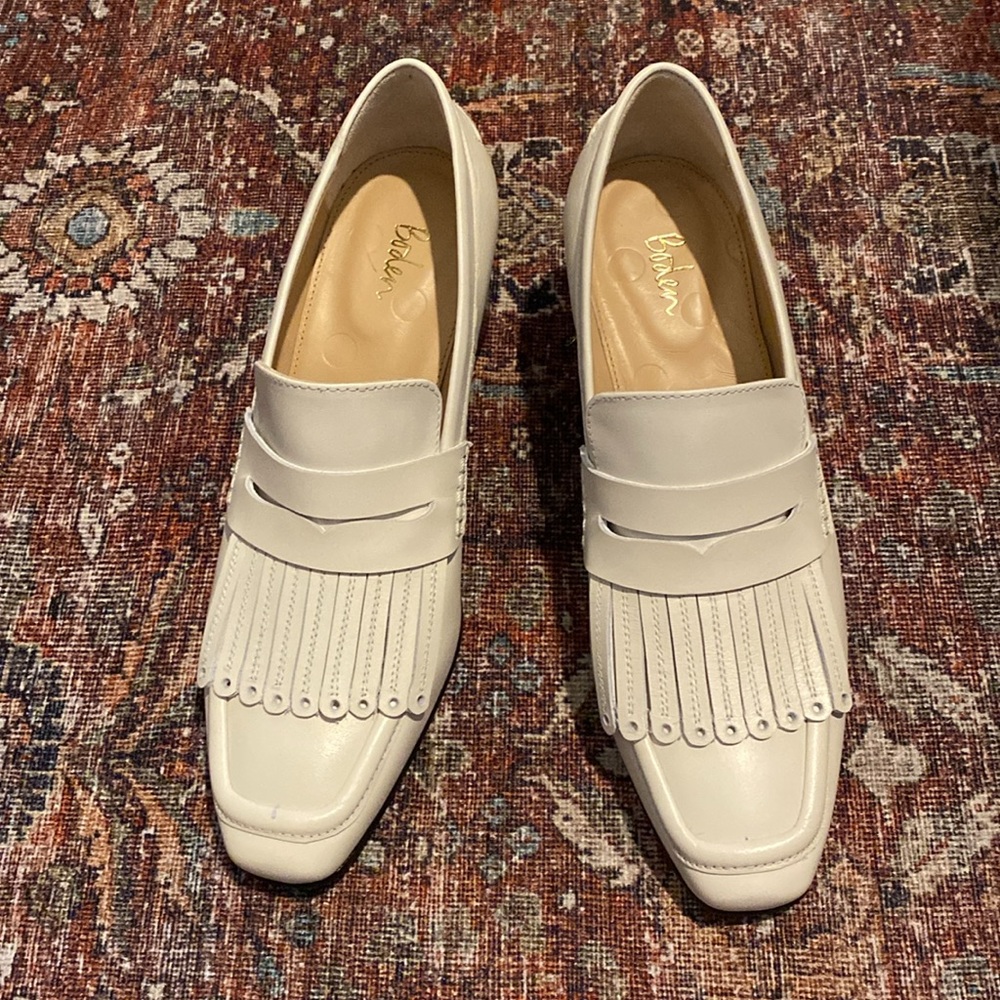 New Boden Cream/White Leather Block Heel Loafers. Size 39. Made In Spain. Chic! - Picture 4 of 12